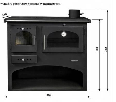Piec kuchenka kuchnia westfalka z piekarnikiem 7,1kW (średnica wylotu spalin: 130 mm) - spełnia anty-smogowy EkoProjekt 04482060